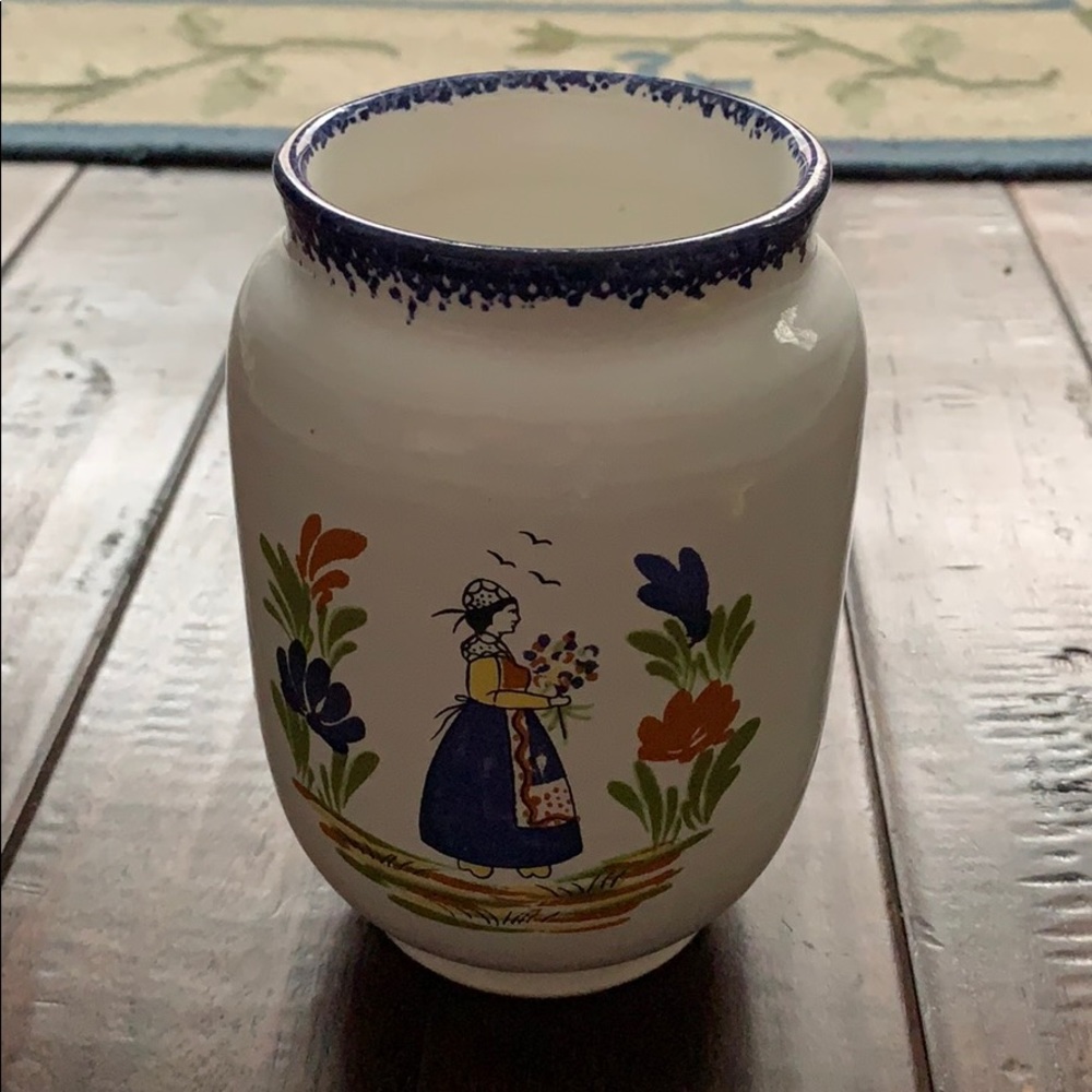 ISABEY French girl with flowers Blue & White Vase